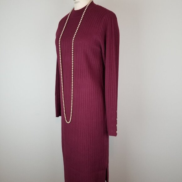 Apricot Burgundy Wine Long Sleeve Knit Sweater Midi Dress Size 10 NEW w/Tags - Picture 6 of 10